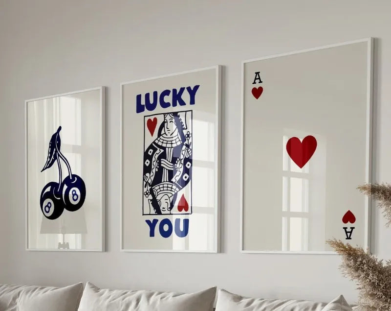 DecorBites™ "Retro Queen of Hearts Canvas Wall Art Set"
