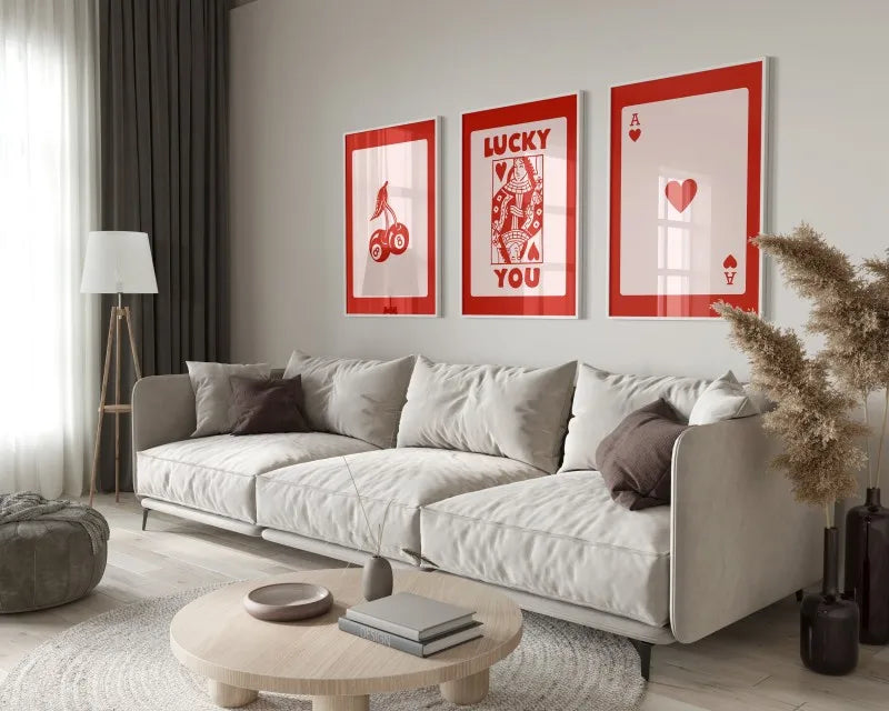 DecorBites™ "Retro Queen of Hearts Canvas Wall Art Set"