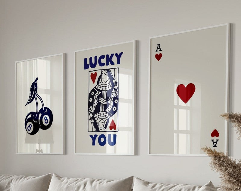 DecorBites™ "Retro Queen of Hearts Canvas Wall Art Set"