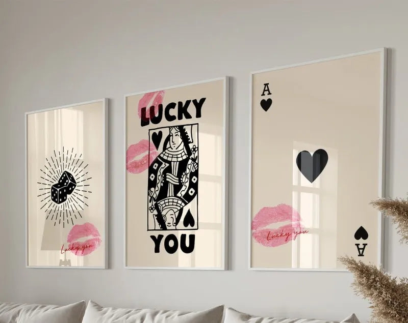 DecorBites™ "Retro Queen of Hearts Canvas Wall Art Set"