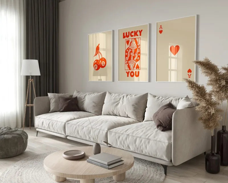 DecorBites™ "Retro Queen of Hearts Canvas Wall Art Set"