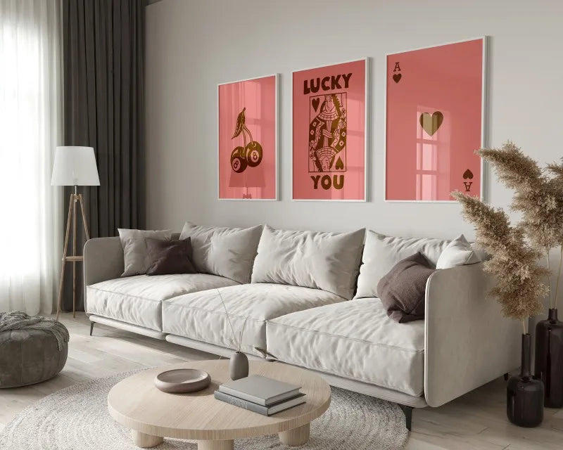 DecorBites™ "Retro Queen of Hearts Canvas Wall Art Set"