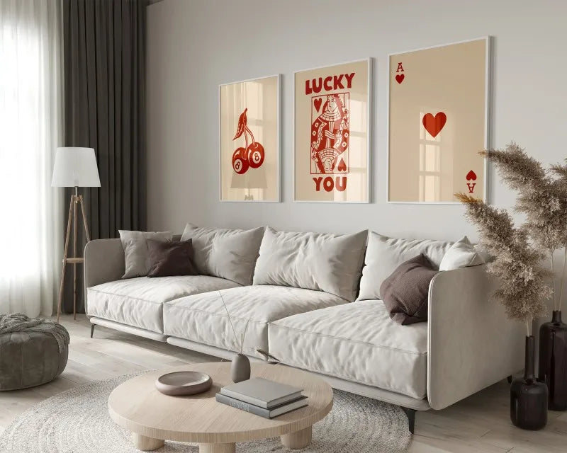 DecorBites™ "Retro Queen of Hearts Canvas Wall Art Set"