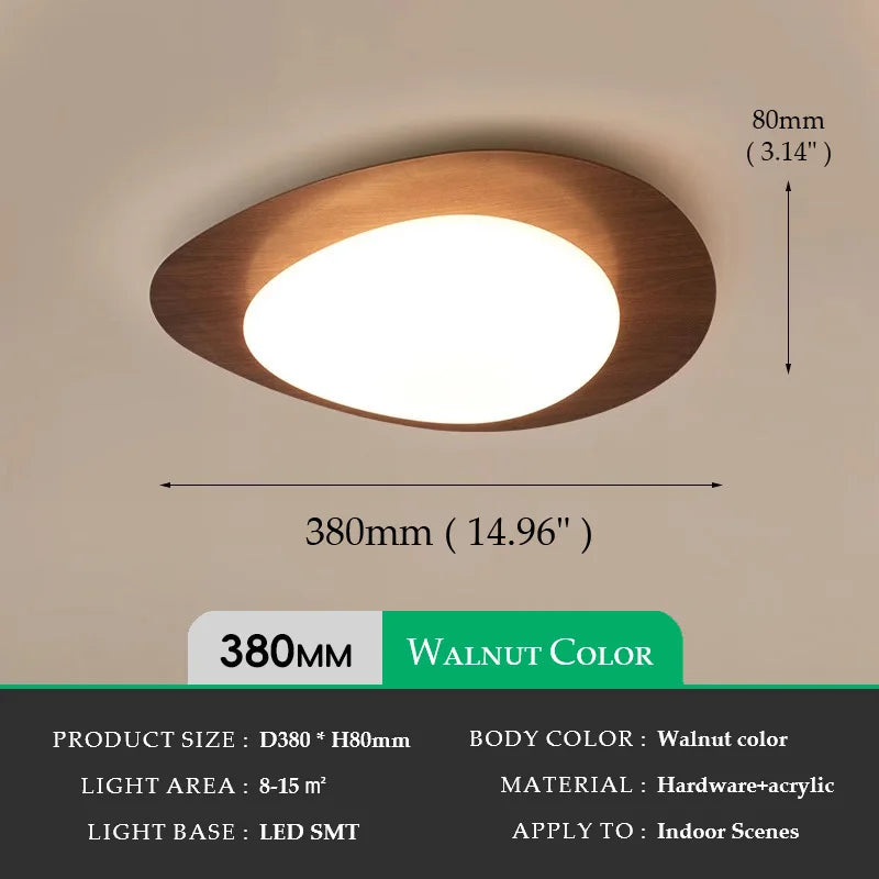 DecorBites™ Retro-Style Walnut Acrylic Ceiling Light