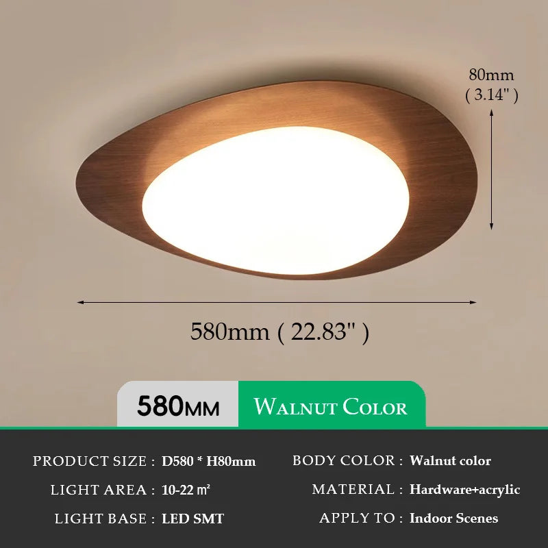 DecorBites™ Retro-Style Walnut Acrylic Ceiling Light