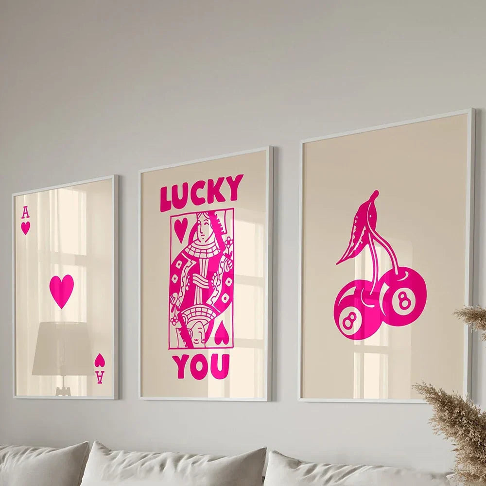 DecorBites™ Retro Wall Art Posters Set - Queen of Hearts