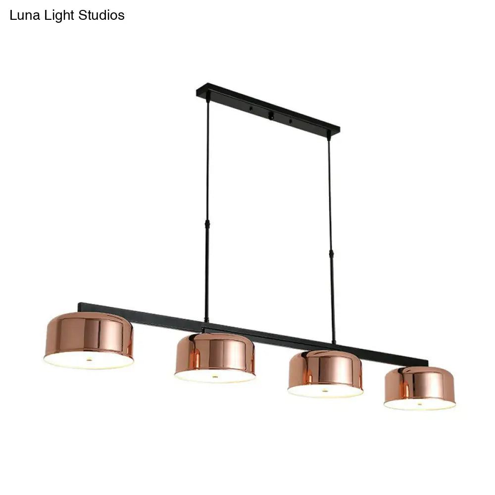 DecorBites™ Rose Gold Metal 4-Light Pendant Island Fixture for Minimalist Dining Room