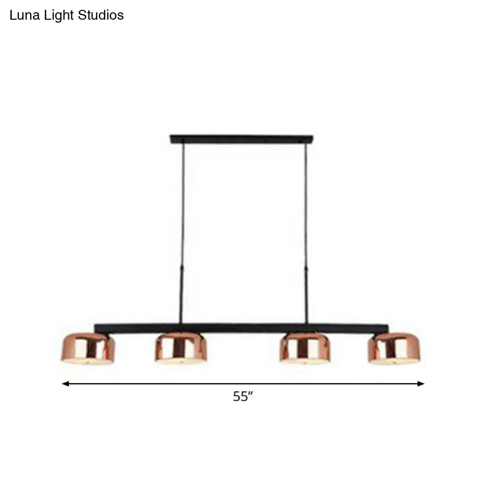 DecorBites™ Rose Gold Metal 4-Light Pendant Island Fixture for Minimalist Dining Room