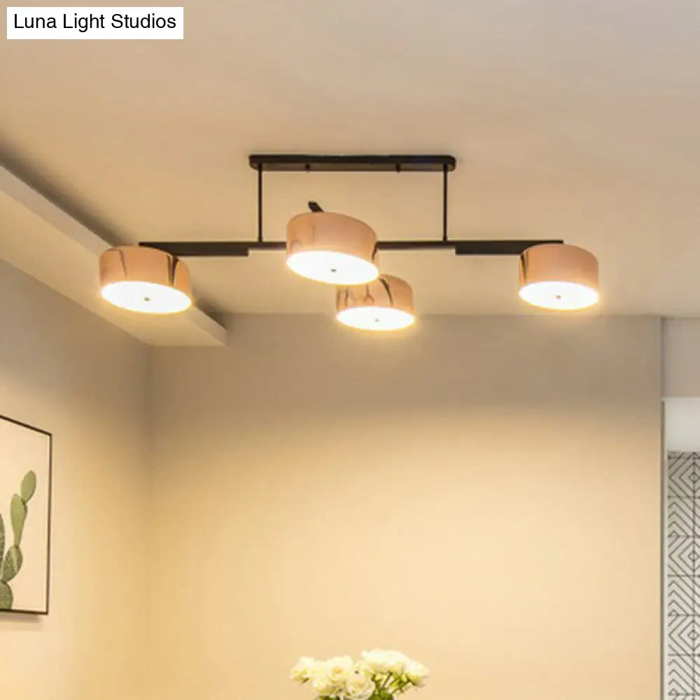 DecorBites™ Rose Gold Metal 4-Light Pendant Island Fixture for Minimalist Dining Room