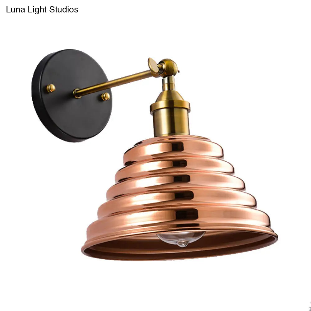 DecorBites™ Rose Gold Ribbed Metal Wall Sconce - Contemporary 1 Light Lamp