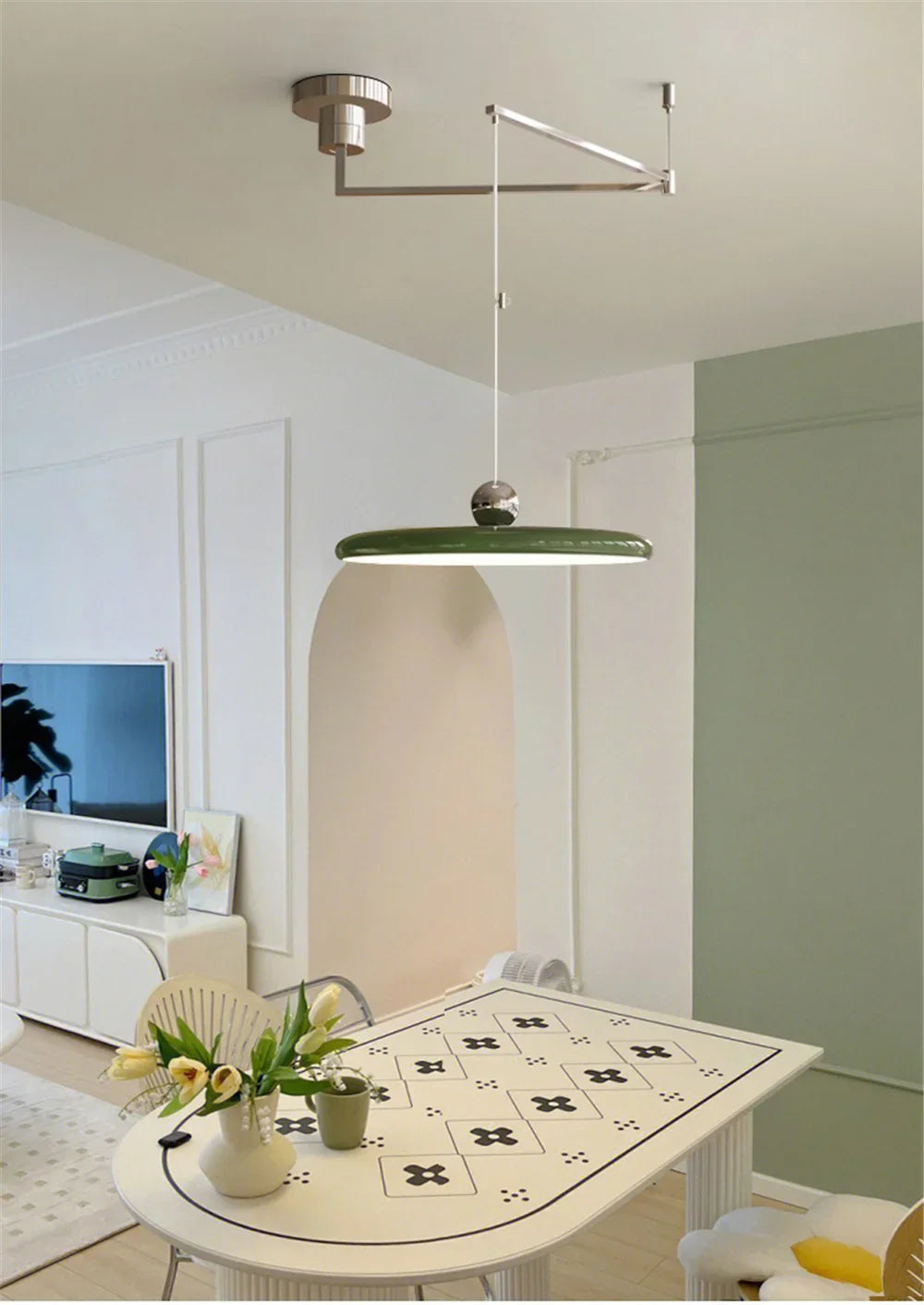 DecorBites™ Rotatable Nordic LED Pendant Light - Cream Iron Chandelier