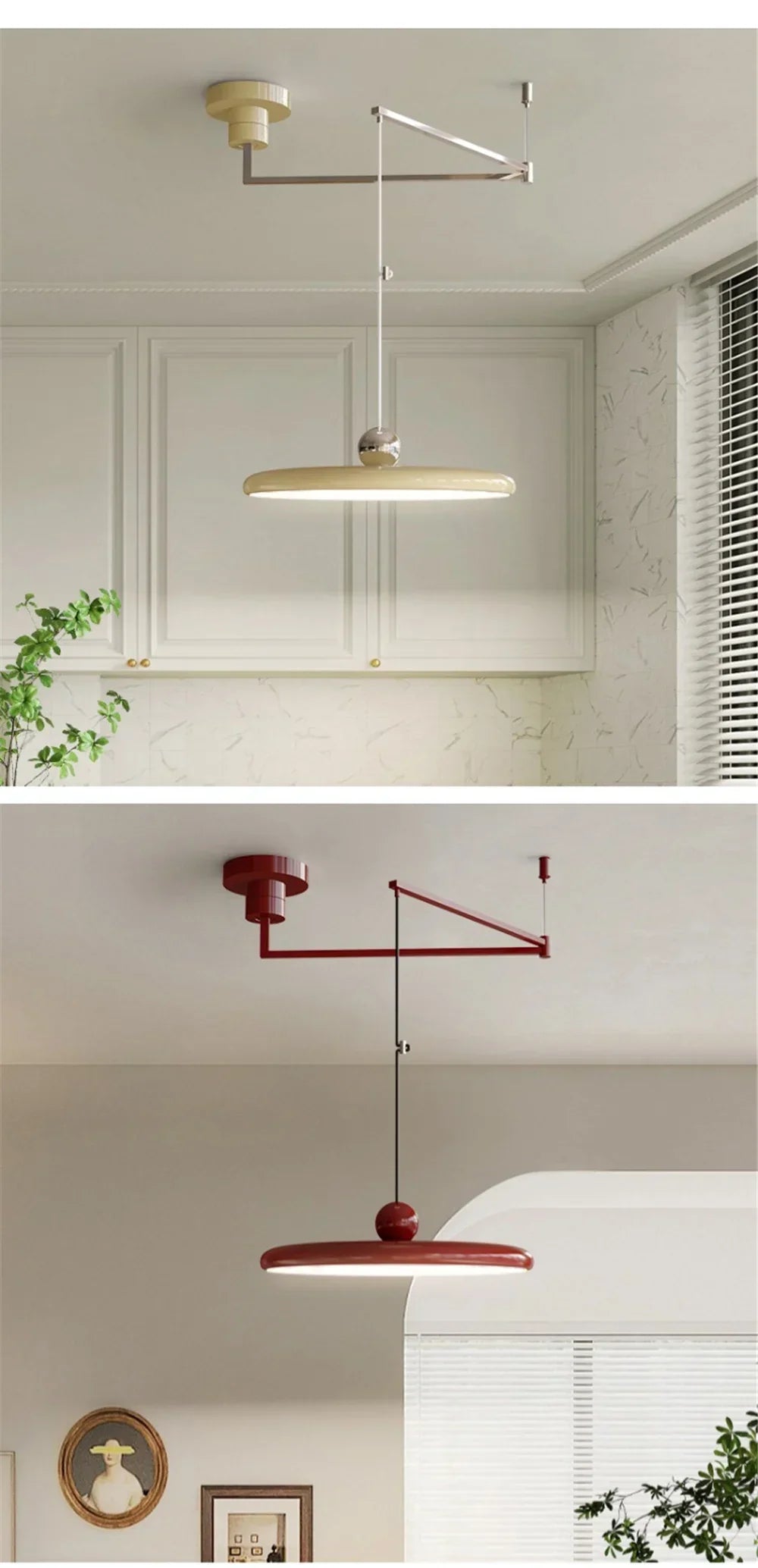 DecorBites™ Rotatable Nordic LED Pendant Light - Cream Iron Chandelier