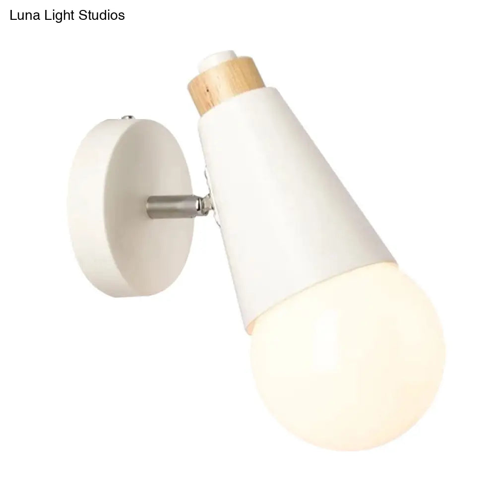 DecorBites™ Rotatable Nordic Sweet Cone Wall Light - Child Bedroom Wall Sconce with Metal/Wood Backplate