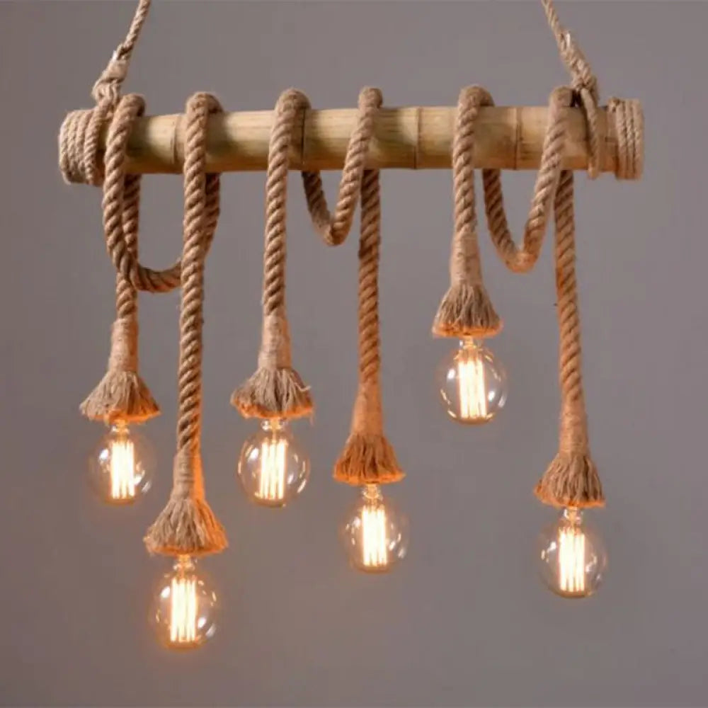 DecorBites™ Rustic Bamboo Tube Hanging Light with Exposed Bulb – Ideal for Restaurant, Island, and Ceiling