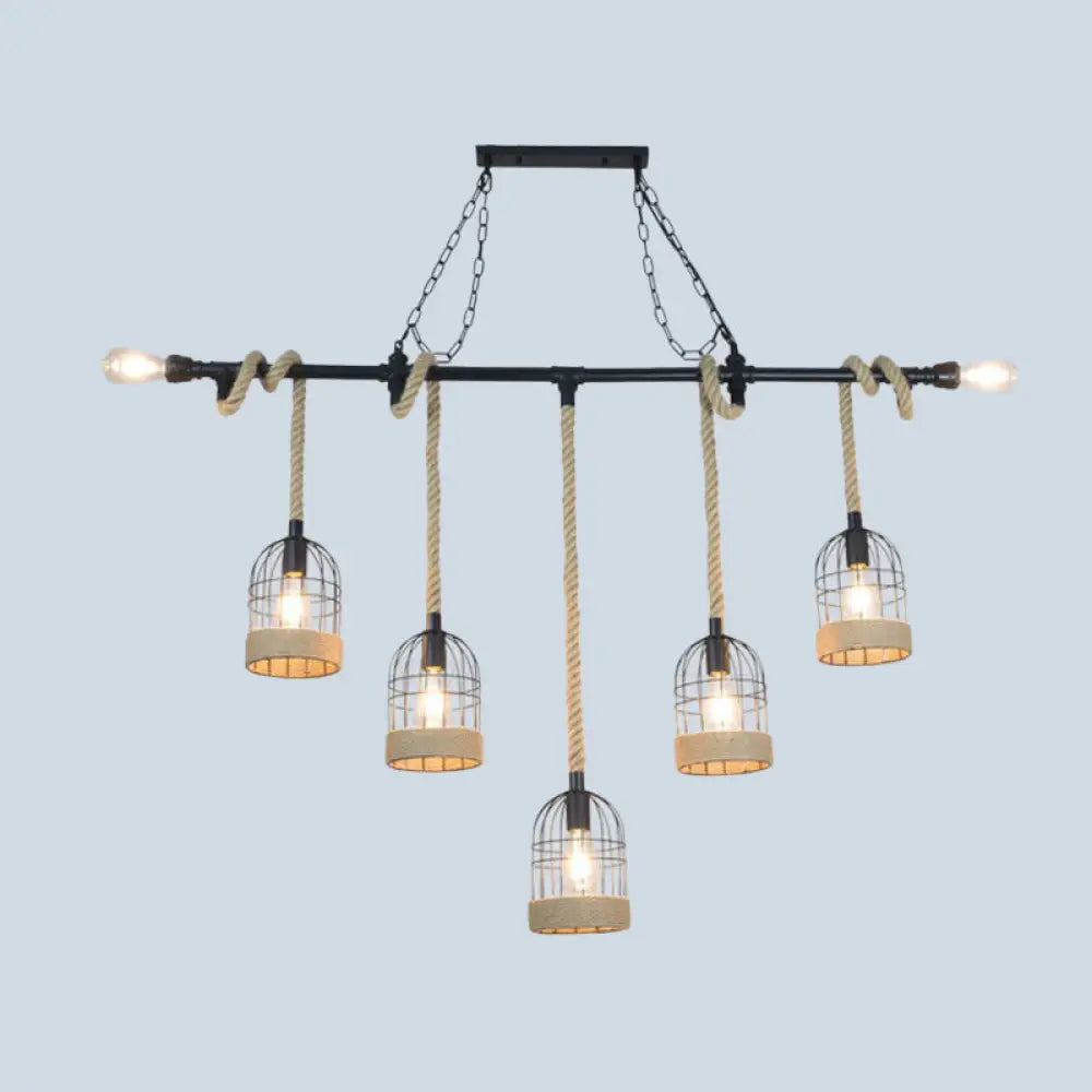 DecorBites™ Rustic Iron Birdcage Island Light for Dining Room Ceilings - Suspended Lighting Fixture