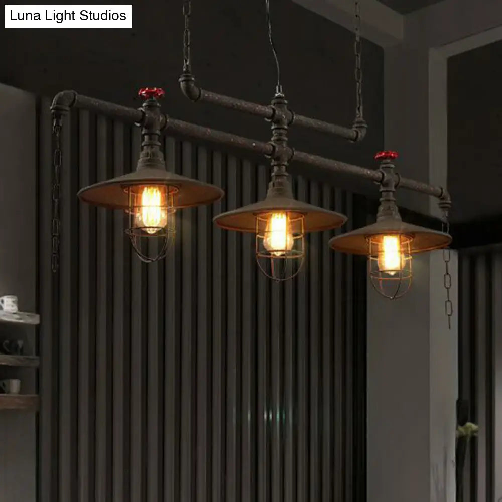 DecorBites™ Rustic Iron Saucer Pendant Lamp with Cage Guard - Island Lighting for Dining Room - Black