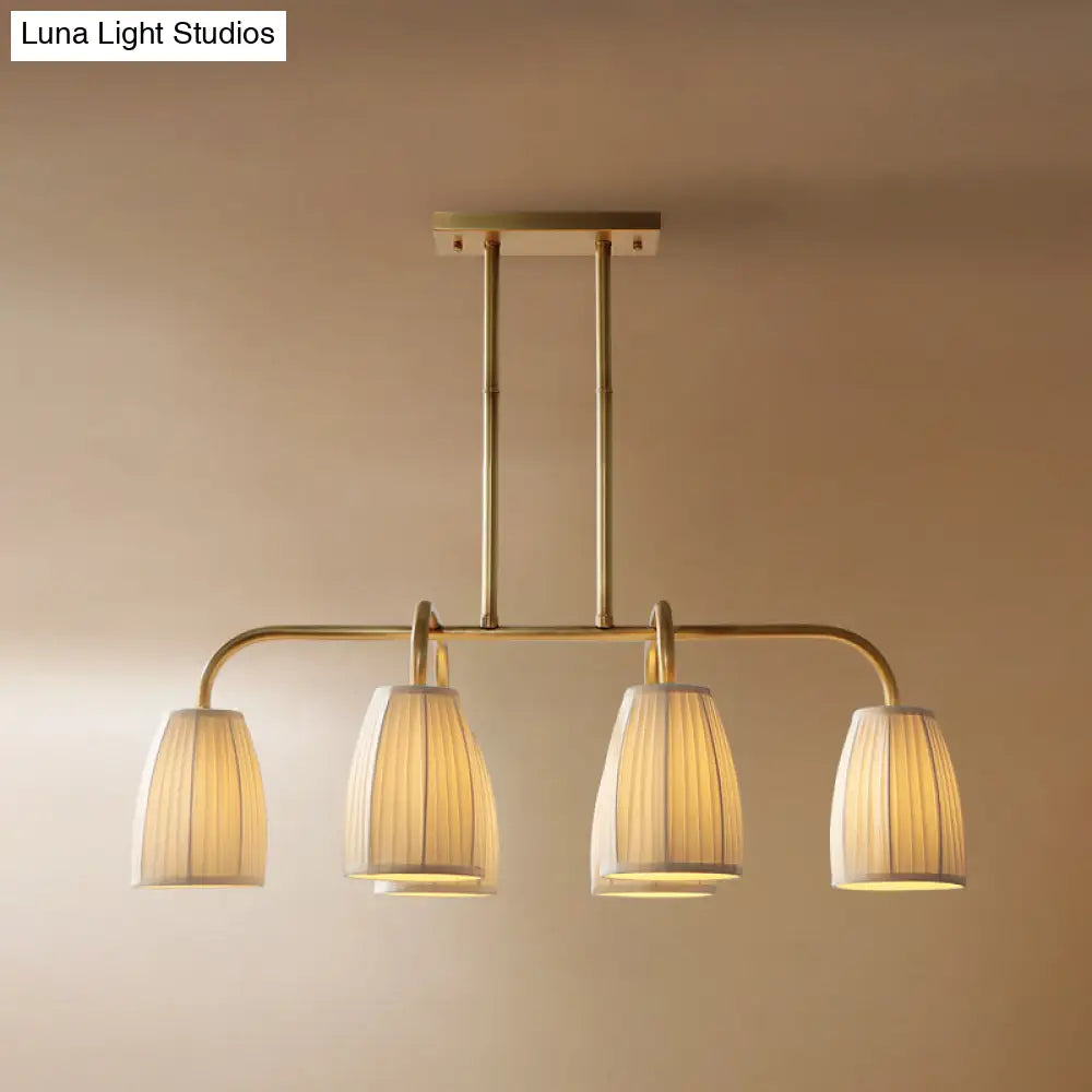 DecorBites™ Rustic Pleated Fabric Pendant Chandelier in Gold - 3/6 Bulbs - Hanging Light for Dining Table