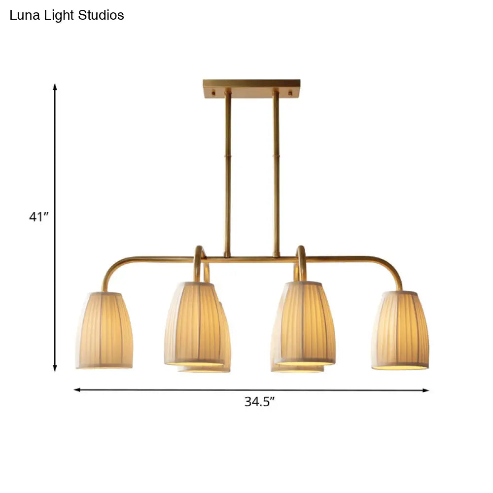 DecorBites™ Rustic Pleated Fabric Pendant Chandelier in Gold - 3/6 Bulbs - Hanging Light for Dining Table
