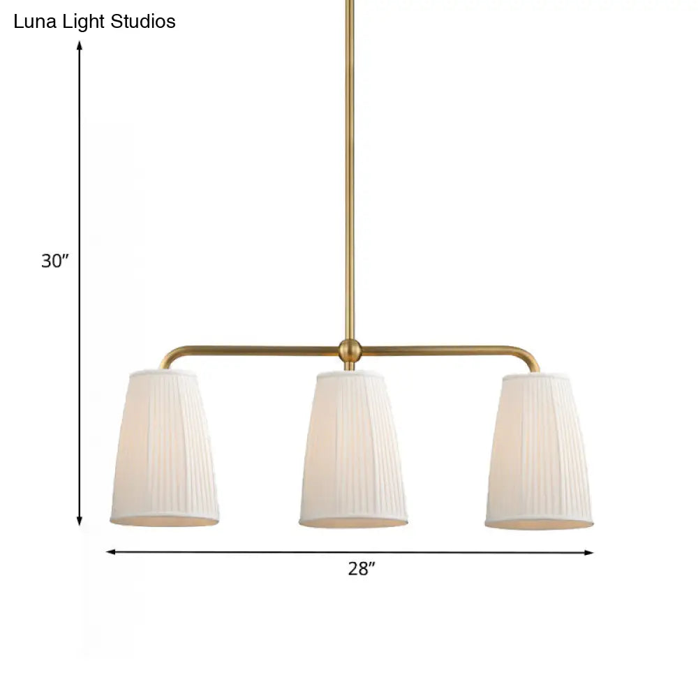 DecorBites™ Rustic Pleated Fabric Pendant Chandelier in Gold - 3/6 Bulbs - Hanging Light for Dining Table