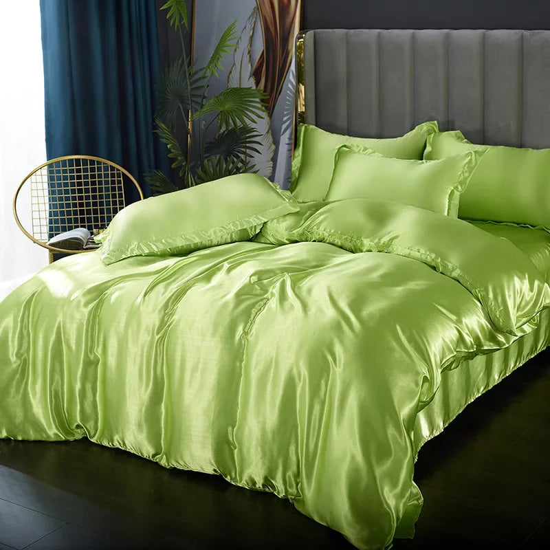 DecorBites™ Satin Silk Bedding Set - Luxury Solid Color