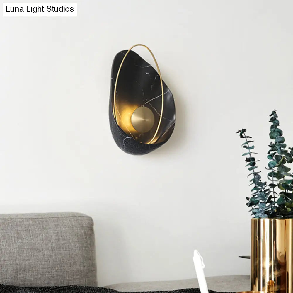 DecorBites™ Shell Resin Art LED Wall Sconce Light for Living Room with Metallic Ellipse