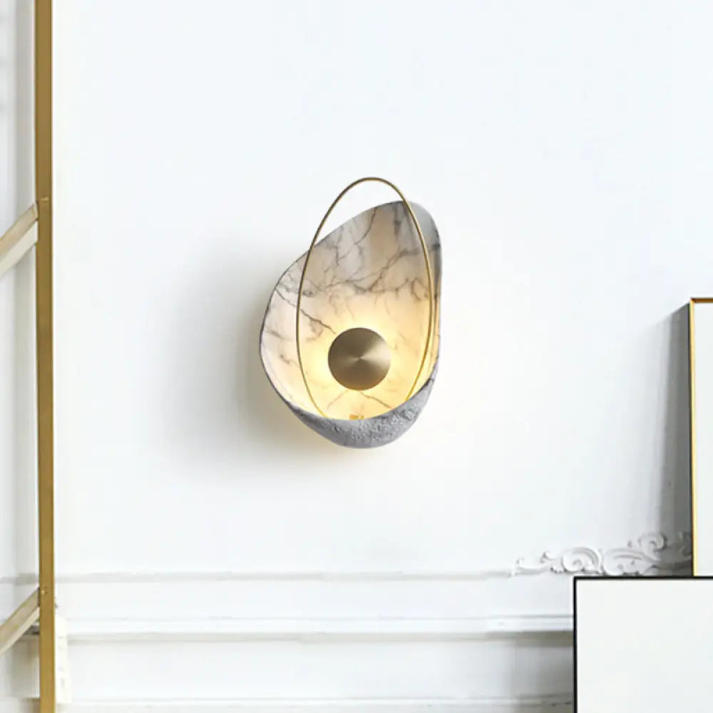 DecorBites™ Shell Resin Art LED Wall Sconce Light for Living Room with Metallic Ellipse