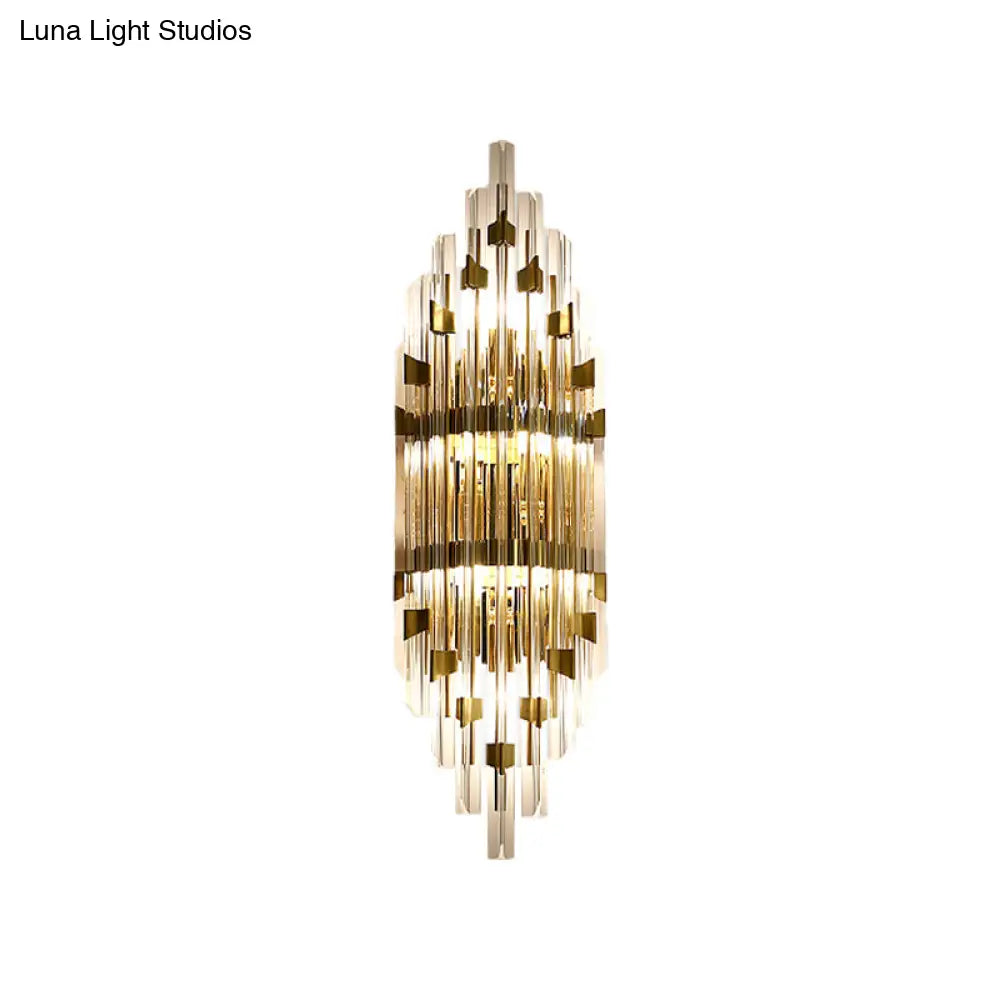 DecorBites™ Shield Crystal Rod Wall Sconce - Gold 3-Light Fixture for Living Room