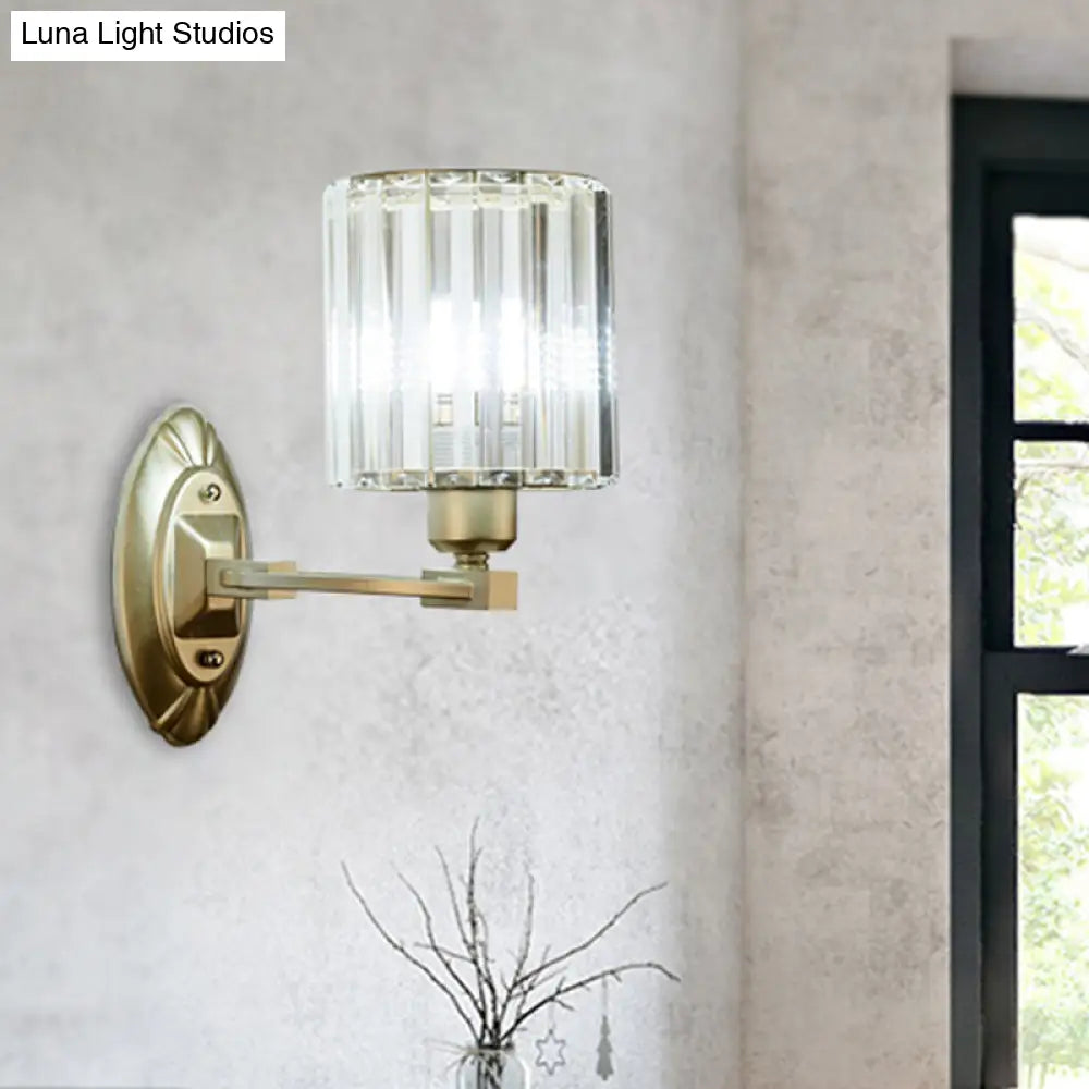 DecorBites™ Silver Modern Cylinder Crystal Wall Light Fixture for Living Room - 1/2 Lights Sconce