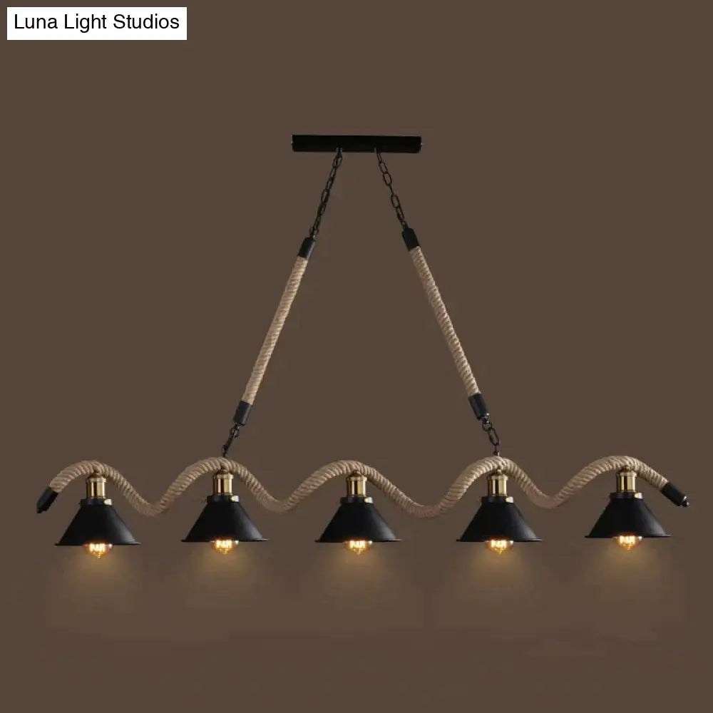 DecorBites™ Simple retro led chandelier Nordic hemp rope cafe chandelier modern novelty American bar restaurant chandelier ceiling