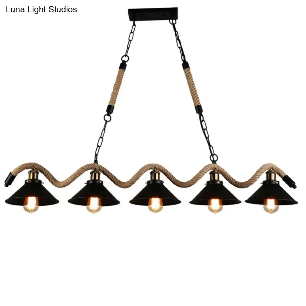 DecorBites™ Simple retro led chandelier Nordic hemp rope cafe chandelier modern novelty American bar restaurant chandelier ceiling