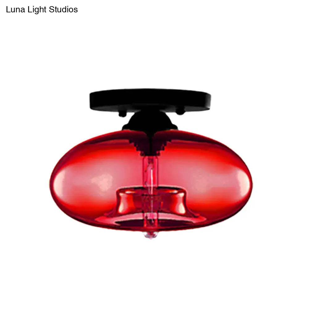 DecorBites™ Simple Style Glass Oval Flush Mount Lamp with 1 Light - Clear/Amber/Smoky Ceiling Fixture for Hallway