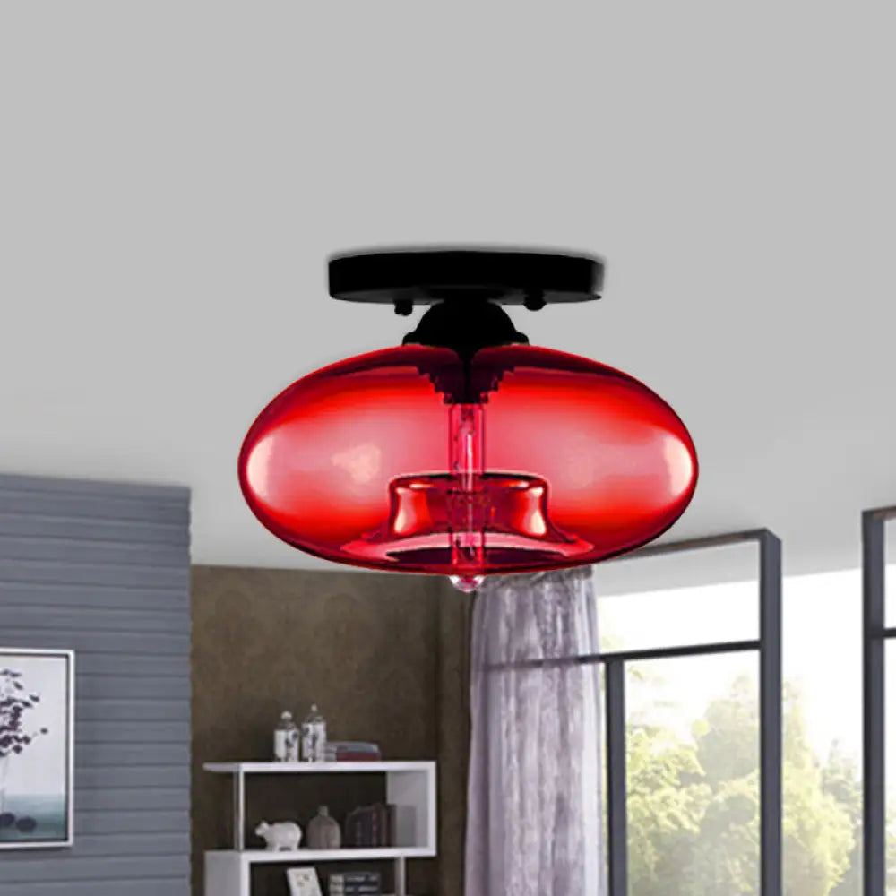 DecorBites™ Simple Style Glass Oval Flush Mount Lamp with 1 Light - Clear/Amber/Smoky Ceiling Fixture for Hallway