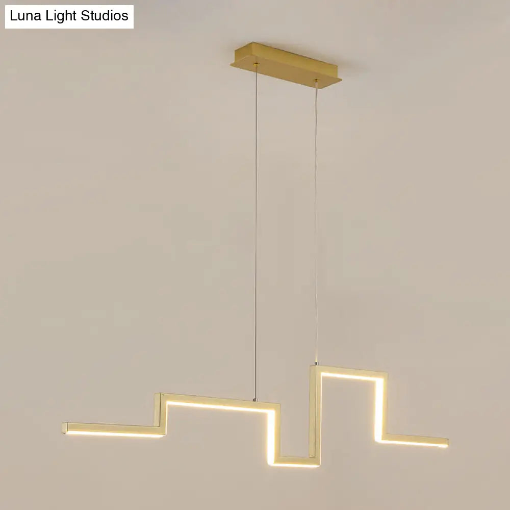 DecorBites™ Simple Style Linear Metal Hanging Light Fixture - Black/Gray/Gold, 31.5"/39" Wide LED Chandelier Lamp in Warm/White Light