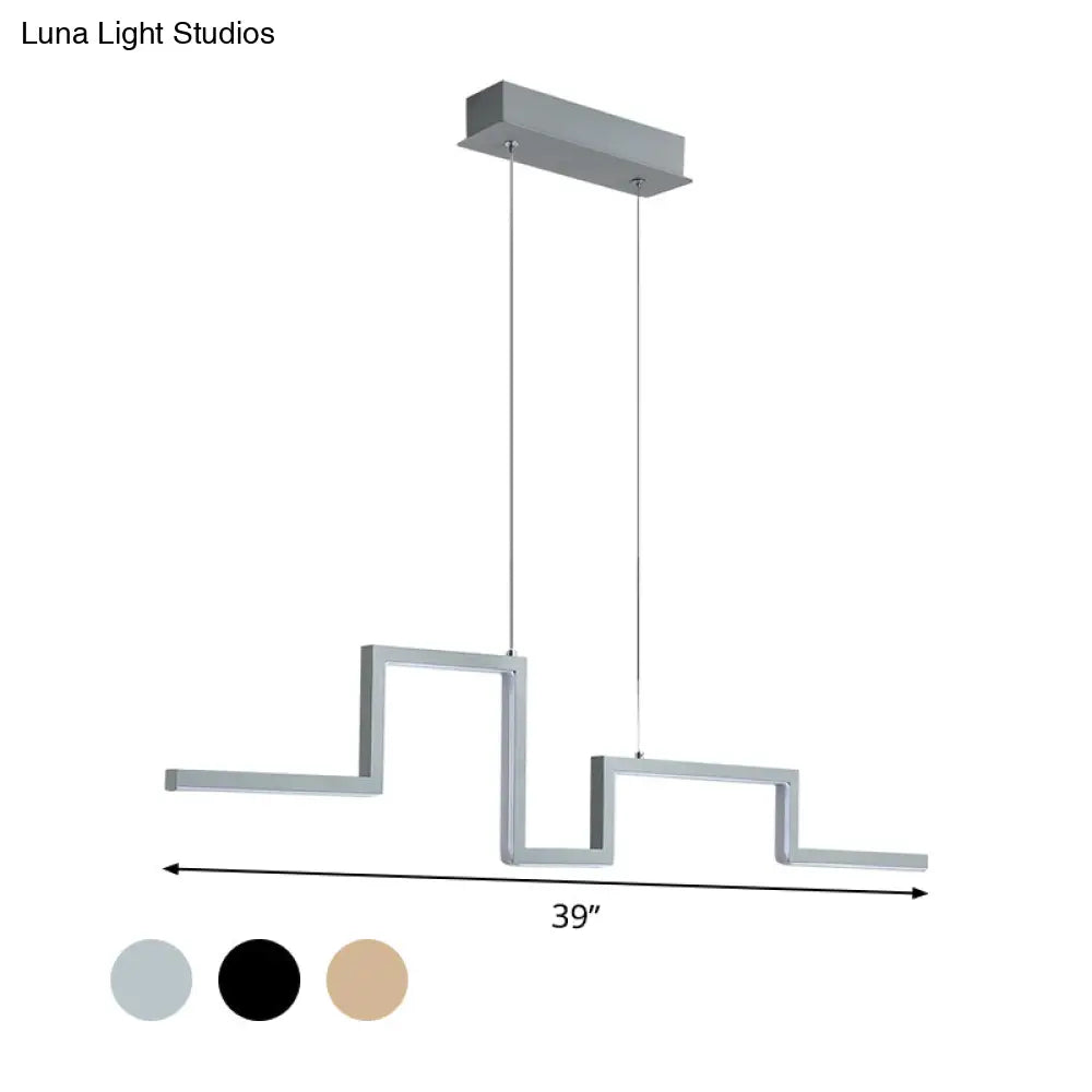 DecorBites™ Simple Style Linear Metal Hanging Light Fixture - Black/Gray/Gold, 31.5"/39" Wide LED Chandelier Lamp in Warm/White Light