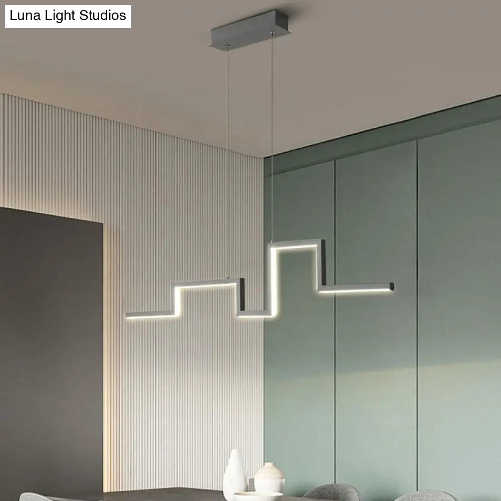 DecorBites™ Simple Style Linear Metal Hanging Light Fixture - Black/Gray/Gold, 31.5"/39" Wide LED Chandelier Lamp in Warm/White Light