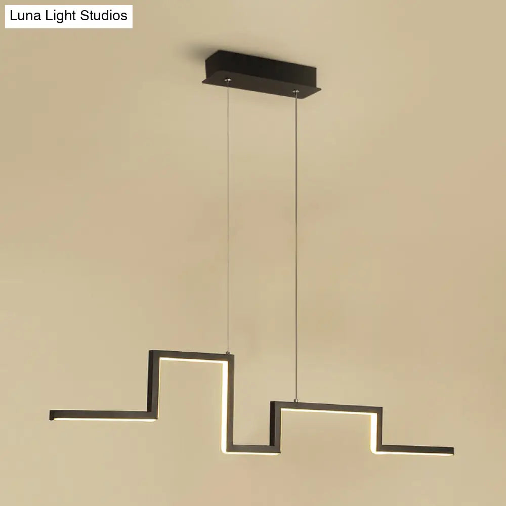 DecorBites™ Simple Style Linear Metal Hanging Light Fixture - Black/Gray/Gold, 31.5"/39" Wide LED Chandelier Lamp in Warm/White Light