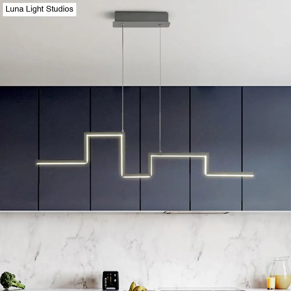 DecorBites™ Simple Style Linear Metal Hanging Light Fixture - Black/Gray/Gold, 31.5"/39" Wide LED Chandelier Lamp in Warm/White Light