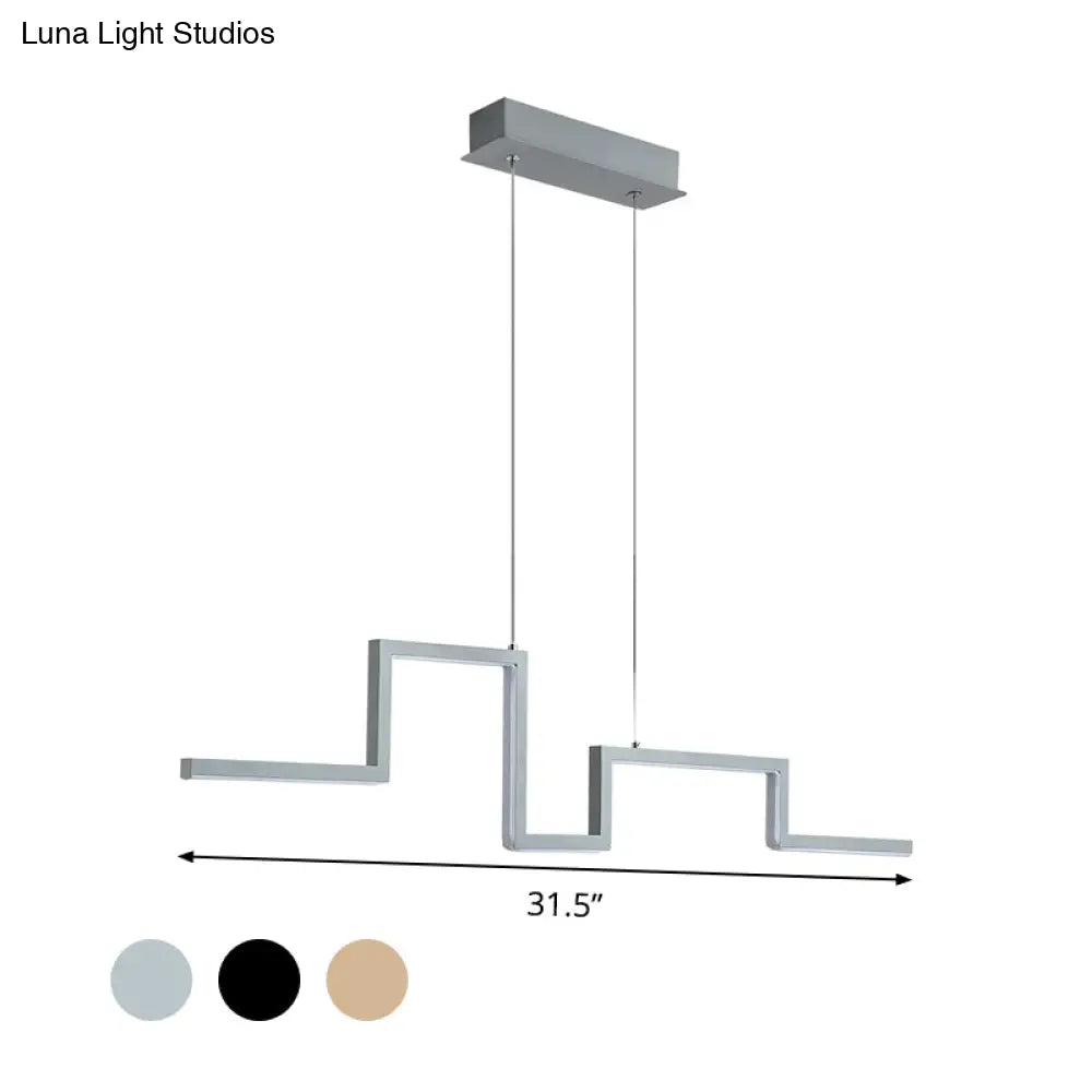 DecorBites™ Simple Style Linear Metal Hanging Light Fixture - Black/Gray/Gold, 31.5"/39" Wide LED Chandelier Lamp in Warm/White Light