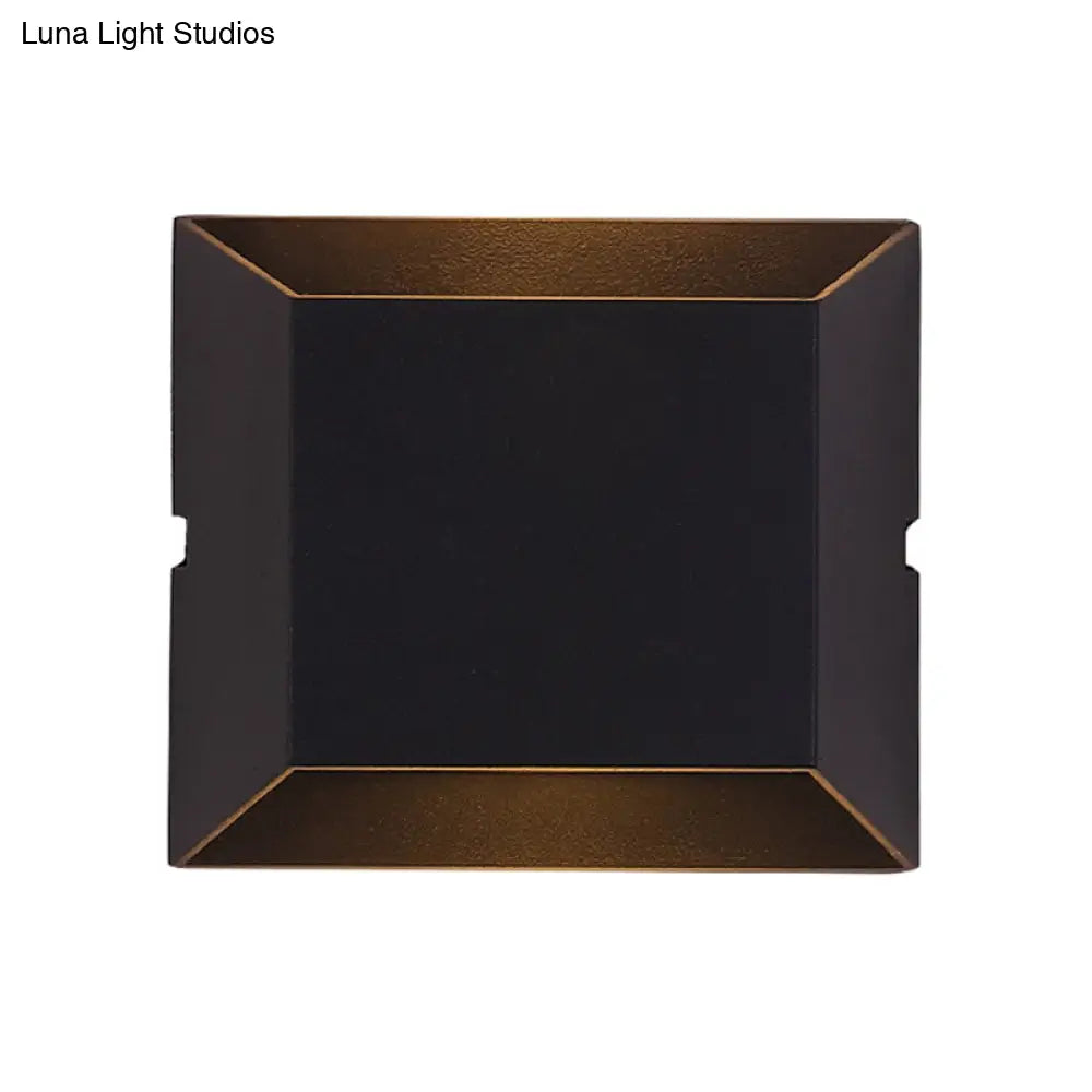DecorBites™ Simple Style Matte Black LED Wall Sconce Lamp with Metallic Squared Shade - Warm/White Lighting for Balcony