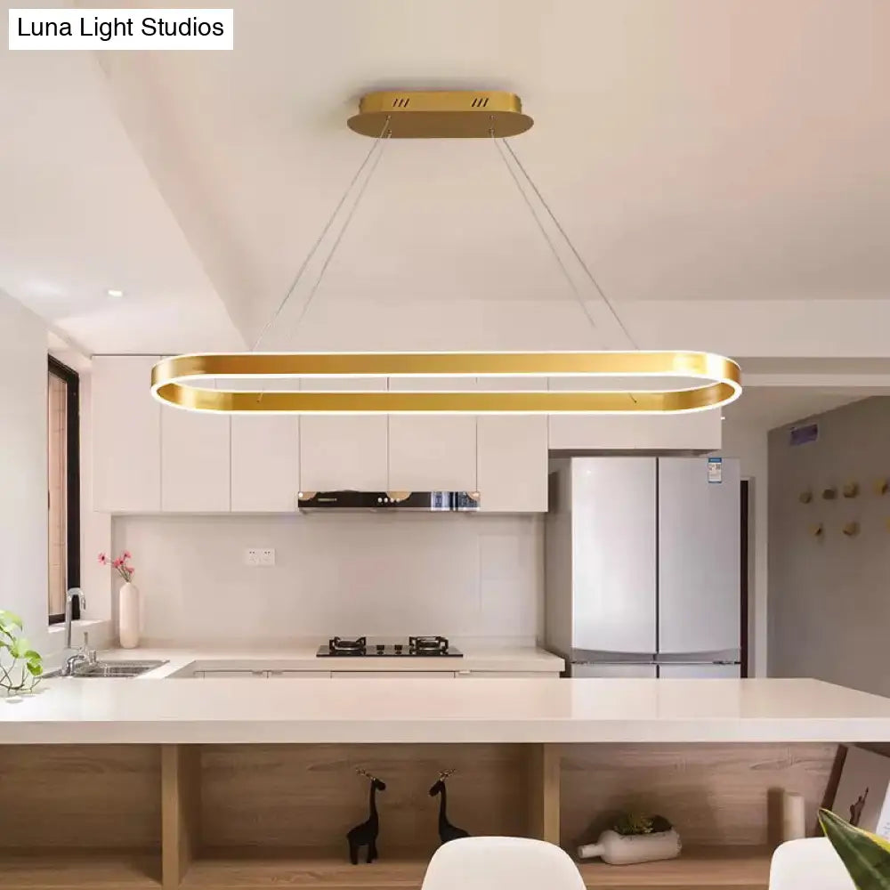 DecorBites™ Simplicity Ellipse LED Island Pendant Acrylic Ceiling Light - Black/White/Gold, Width Options: 31.5"/39"/47