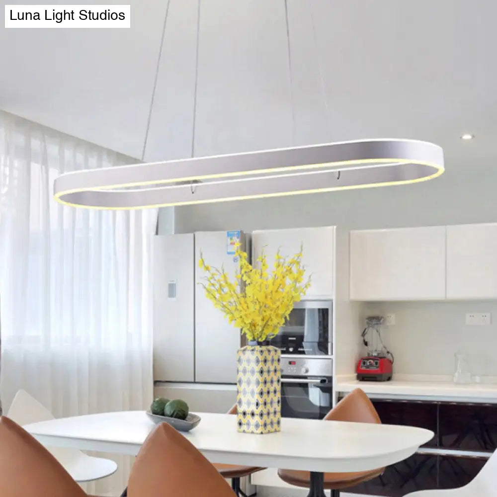 DecorBites™ Simplicity Ellipse LED Island Pendant Acrylic Ceiling Light - Black/White/Gold, Width Options: 31.5"/39"/47