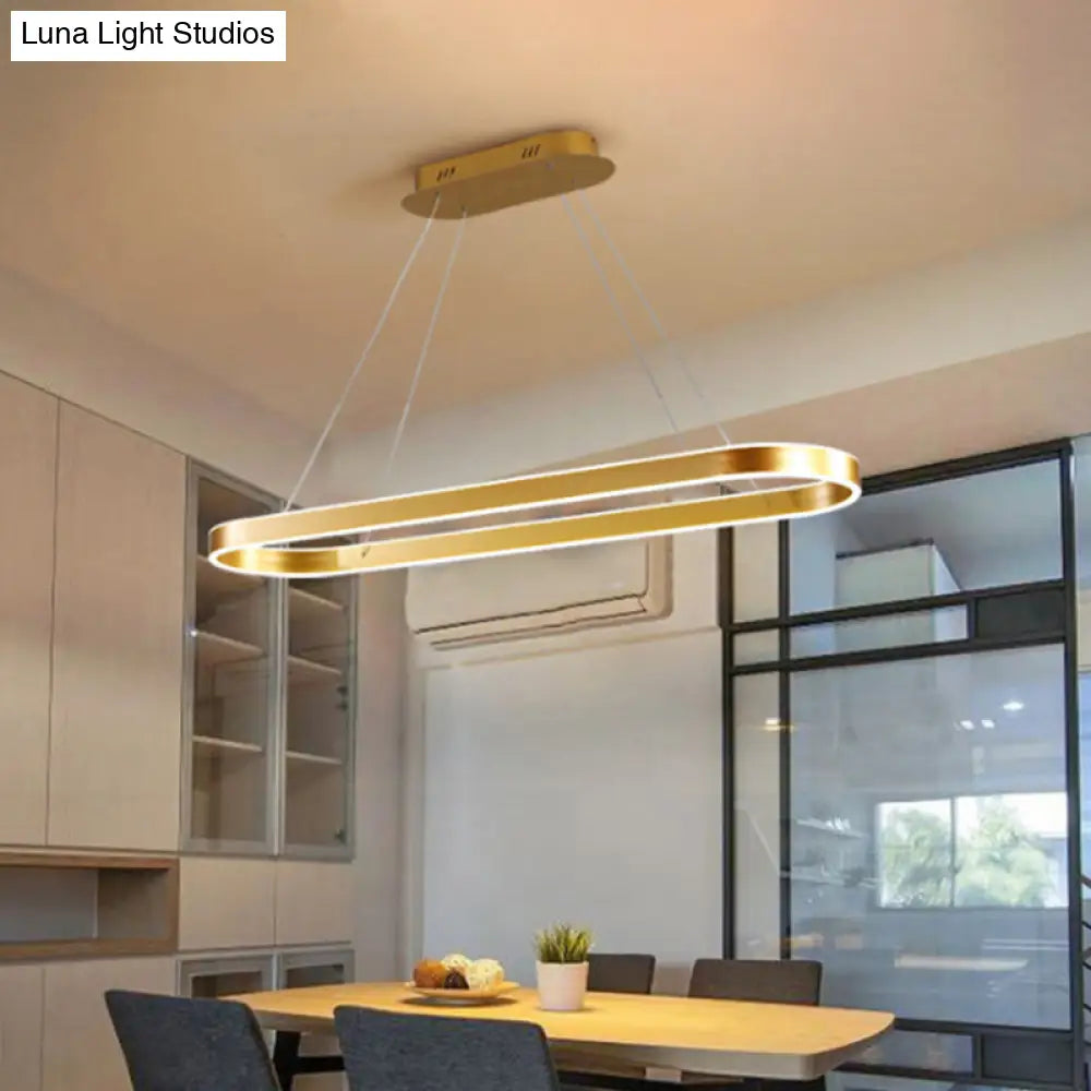 DecorBites™ Simplicity Ellipse LED Island Pendant Acrylic Ceiling Light - Black/White/Gold, Width Options: 31.5"/39"/47