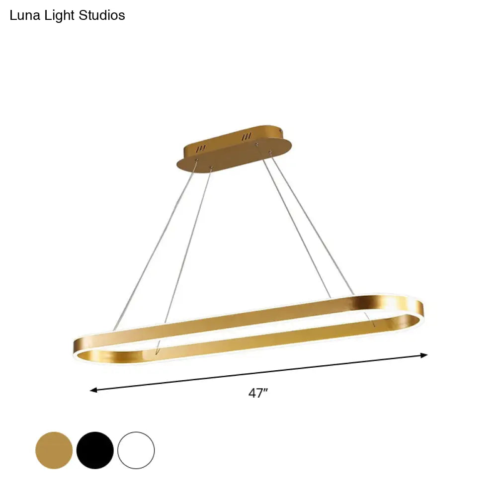 DecorBites™ Simplicity Ellipse LED Island Pendant Acrylic Ceiling Light - Black/White/Gold, Width Options: 31.5"/39"/47