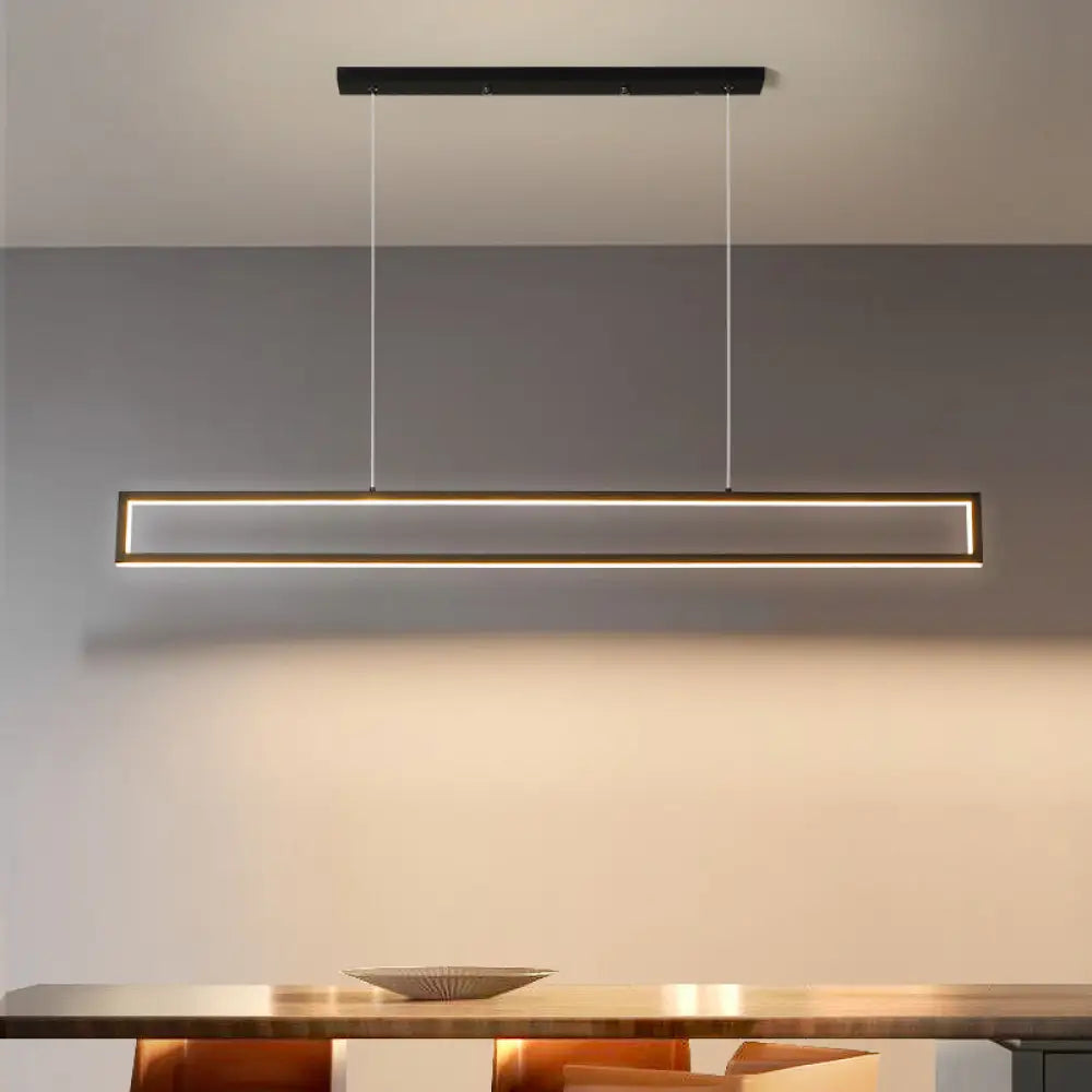 DecorBites™ Sleek 39"/47" Rectangular Hanging Lamp: Simplicity Aluminum LED Island Pendant for Dining Room with Warm/White Light