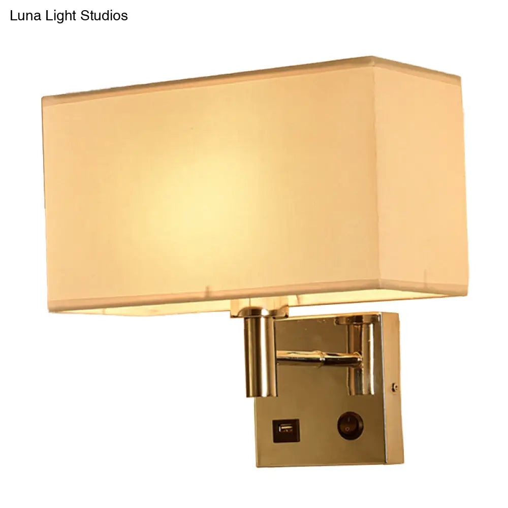 DecorBites™ Sleek Beige/Black/White Rectangle Wall Lamp - Simplicity 1-Head Fabric Bedside Lighting