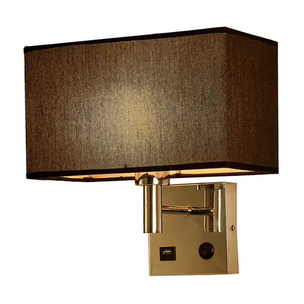 DecorBites™ Sleek Beige/Black/White Rectangle Wall Lamp - Simplicity 1-Head Fabric Bedside Lighting