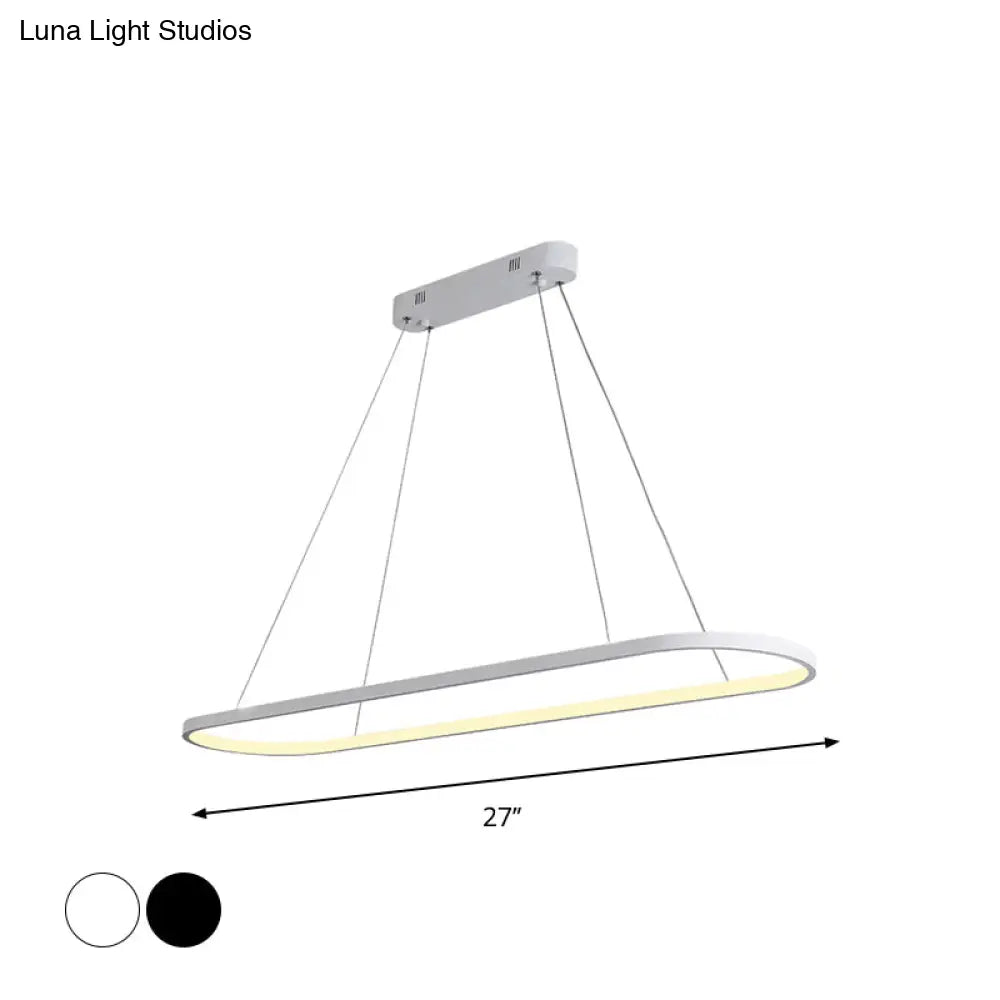 DecorBites™ Sleek Black & White Ellipse Hanging Lamp - Simplicity 27"/35.5" L - LED Island Light Fixture for Dining Table