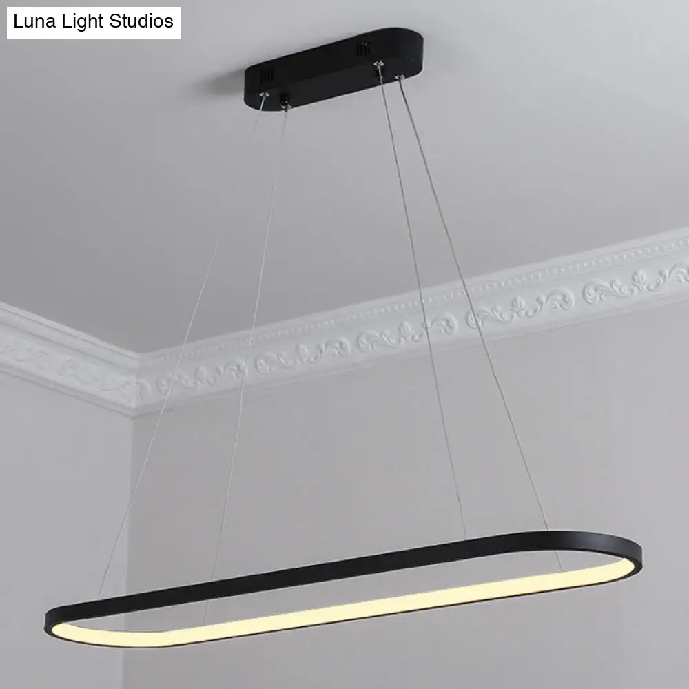 DecorBites™ Sleek Black & White Ellipse Hanging Lamp - Simplicity 27"/35.5" L - LED Island Light Fixture for Dining Table