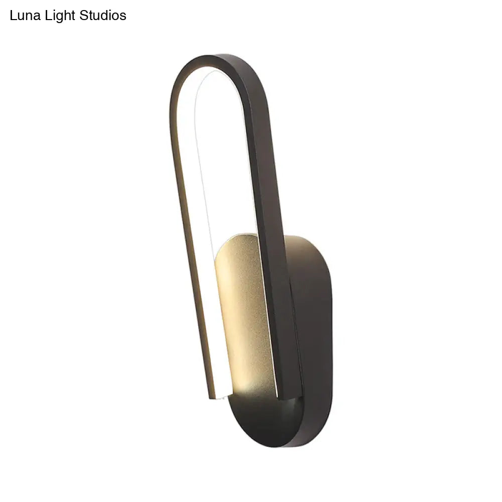DecorBites™ Sleek Black/White Sloped Half-Oblong Sconce Minimalist Acrylic LED Wall Light in Warm/White - Perfect for Parlor
