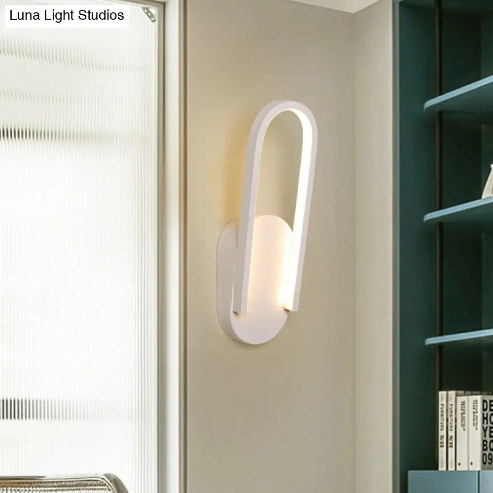 DecorBites™ Sleek Black/White Sloped Half-Oblong Sconce Minimalist Acrylic LED Wall Light in Warm/White - Perfect for Parlor